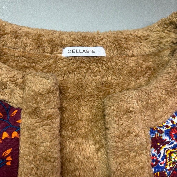 Vintage Cellabie Size L Inspired Patchwork Faux Fur Jacket Colorful Boho Hippie - Picture 4 of 7